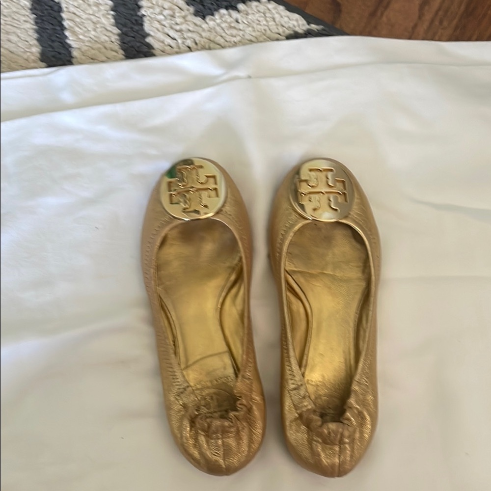 Tory Burch Gold Ballet Flats